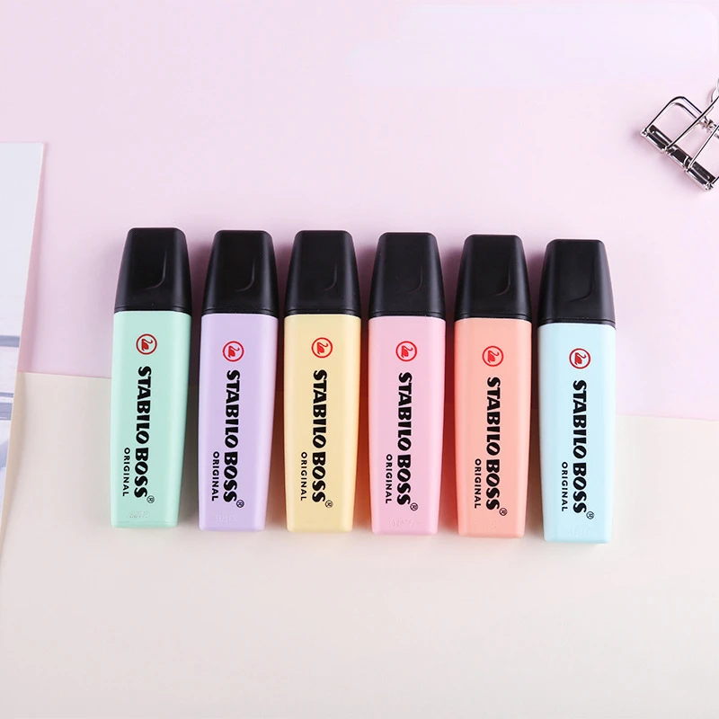 Stabilo Marker Boss - 6 色スタビロボスマカロンカラー蛍光ペンキャンディーカラーマーカーペン色乾燥しにくいマーカーストロークキーノートペン