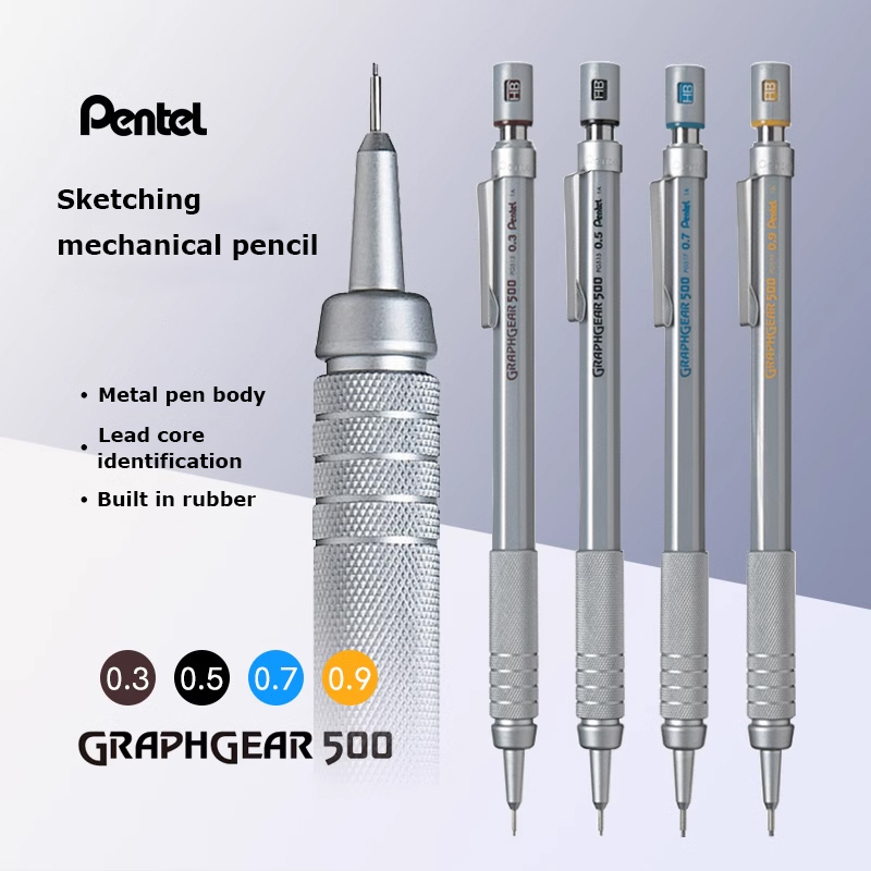 Pentel Pen Energel - 日本ぺんてるグラフギア製図金属シャープペンシル PG515 描画自動鉛筆 0.3/0.5/0.7/0.9 ミリメートル学校文具