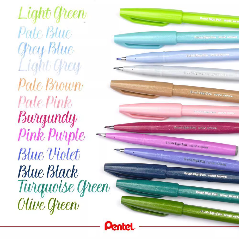 Pentel Pen Sign Pen - 1PC ぺんてる 筆先ブラシ タッチ サイン ペン