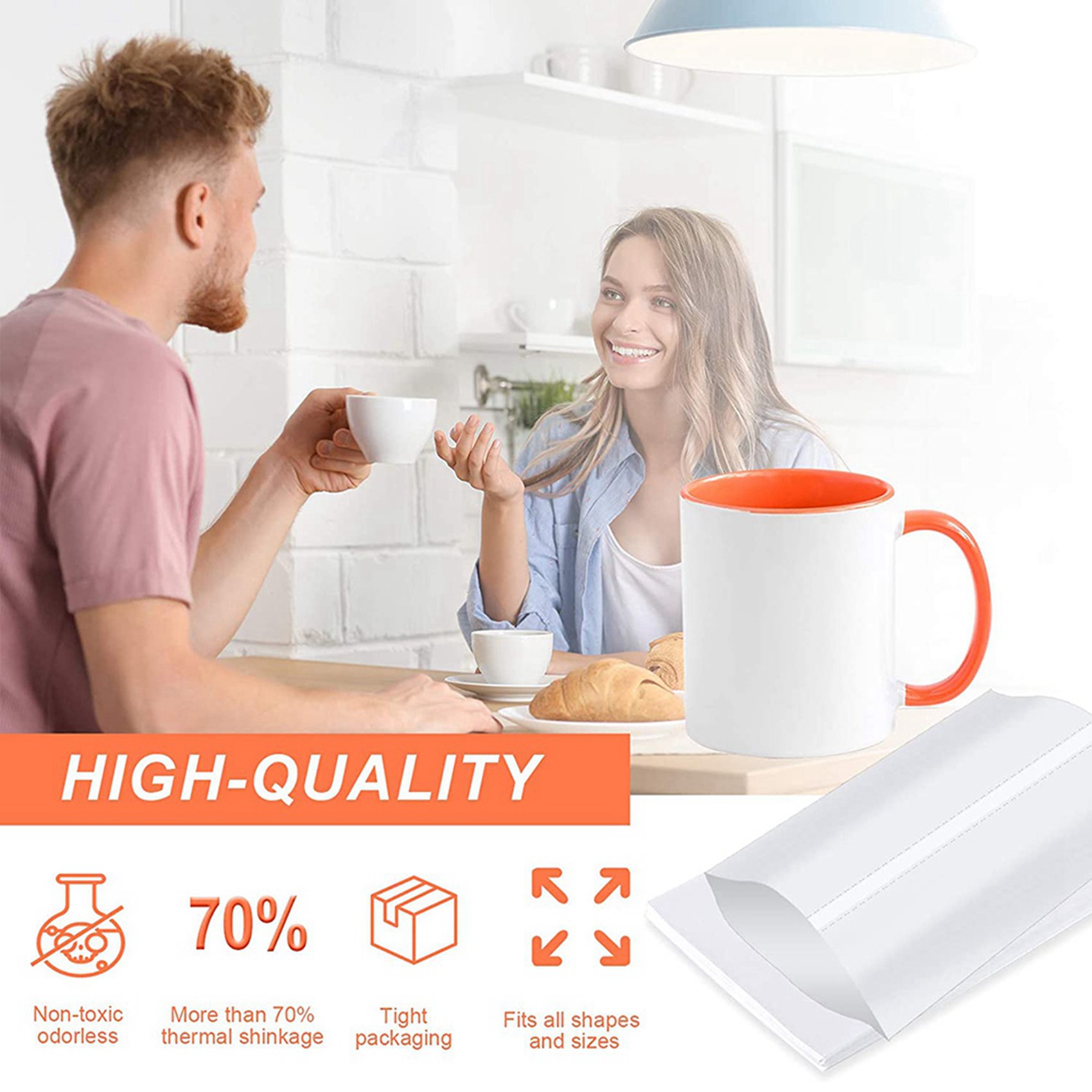 Sublimation Mug White - ABBN-8X12 インチ昇華型シュリンク ラップ スリーブ、240 個の白い昇華型シュリンク ラップ、タンブラー、マグカップ、カップなどに使用可能