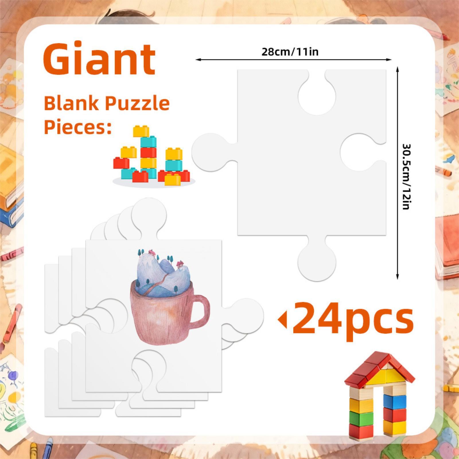 24枚の白い厚紙製ブランクジグソーパズル 30.5cmx28 - Puzzle Blank White のレビューと価格