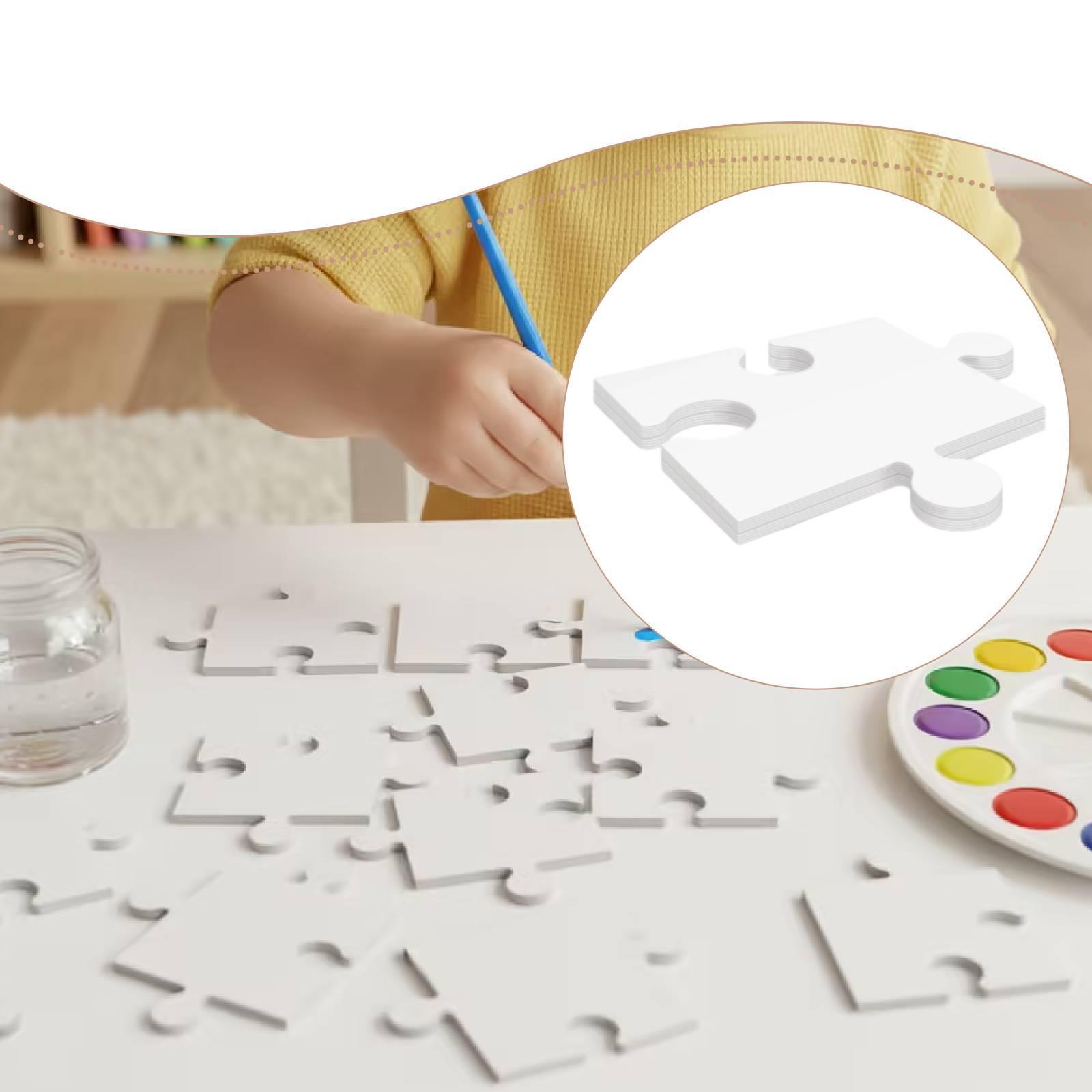 24枚の白い厚紙製ブランクジグソーパズル 30.5cmx28 - Puzzle Blank White のレビューと価格