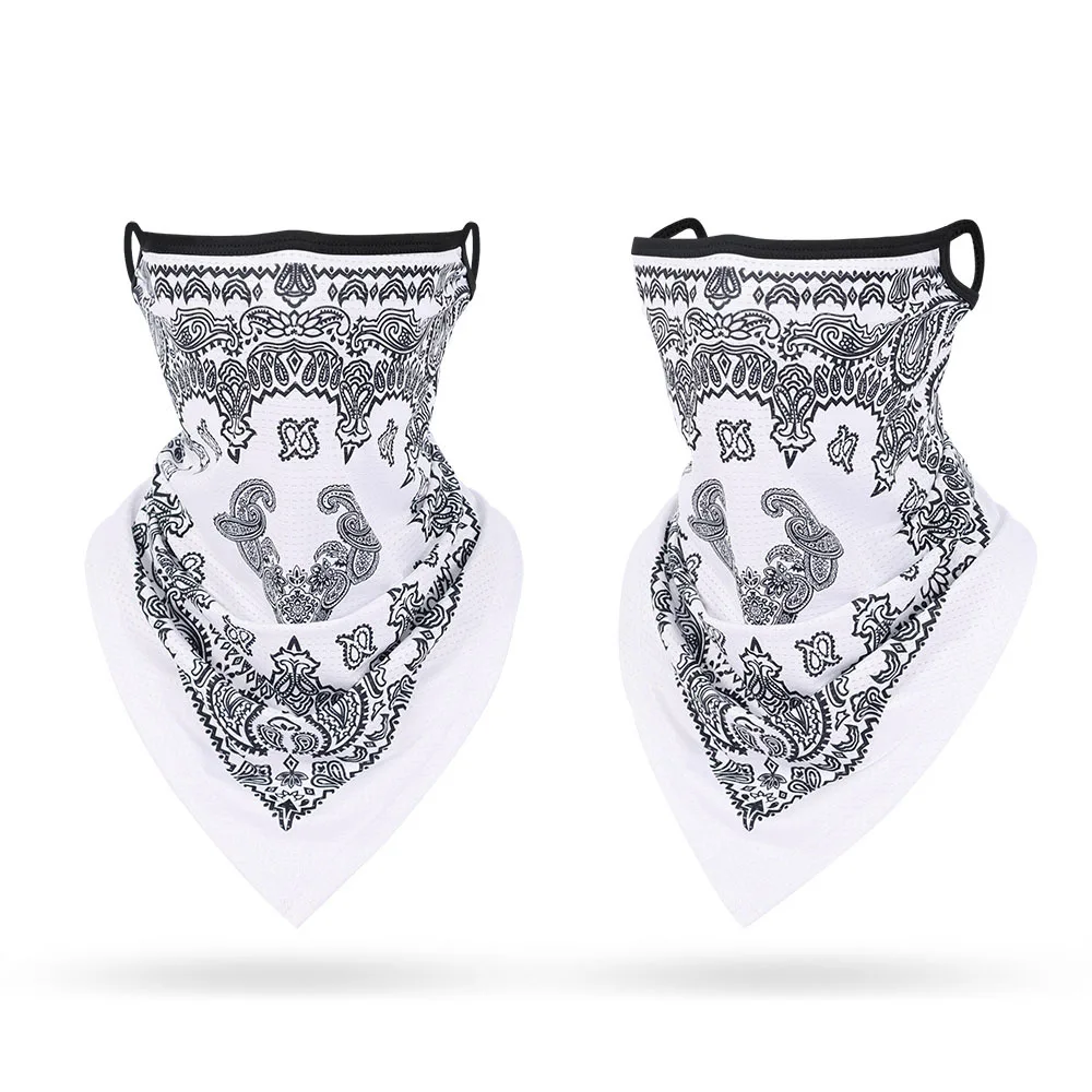 イヤーループ付き多機能バンダナマスク,フェイスカバー,黒,白 - Bandana Blank White のレビューと価格