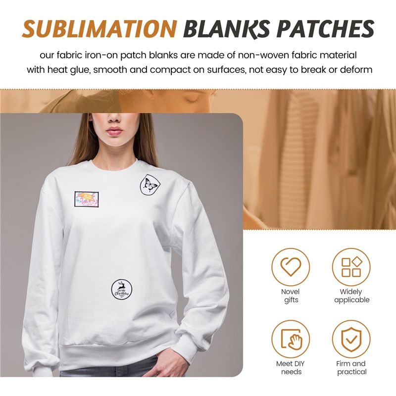 HOT-60個入り昇華プリント用ブランクパッチ 布製アイロン - Hat Sublimation Blank のレビューと価格