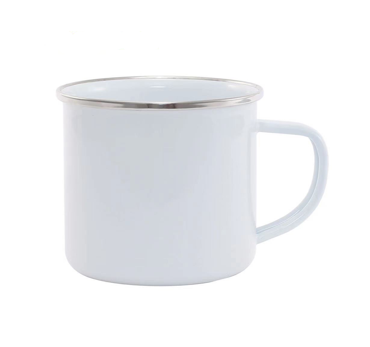 パーソナライズ昇華用ステンレス製エナメルマグカップ、シルバー - Sublimation Mug White のレビューと価格
