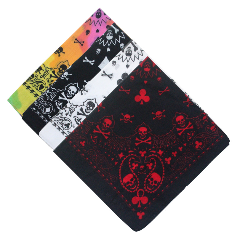 55 センチメートル白黒赤スカルポーカー幾何バンダナユニセッ - Bandana Blank White のレビューと価格