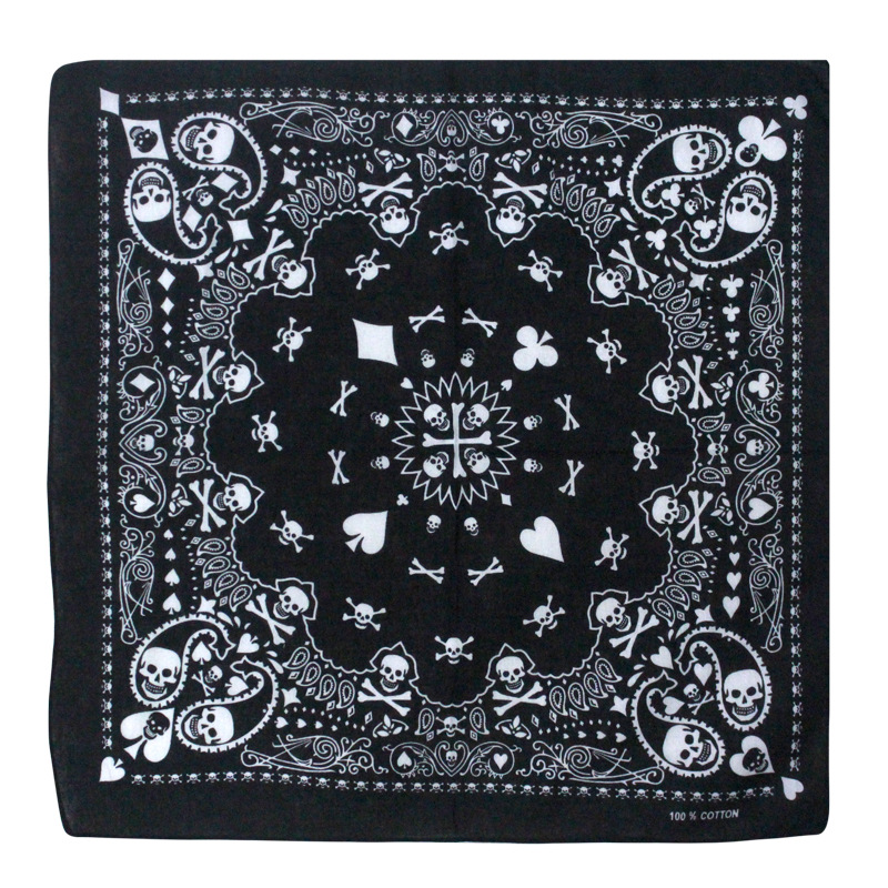 55 センチメートル白黒赤スカルポーカー幾何バンダナユニセッ - Bandana Blank White のレビューと価格