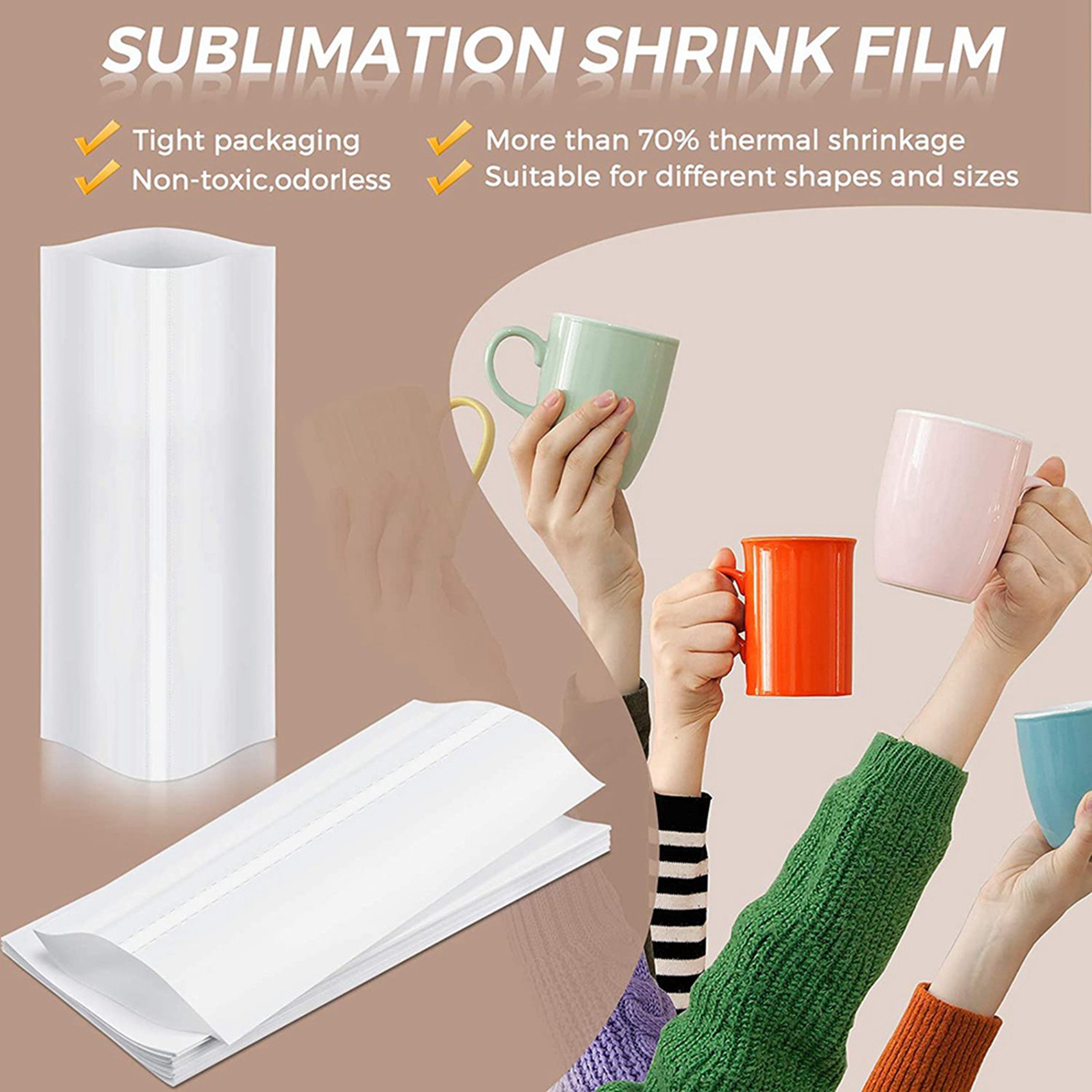 A74E-140個入り昇華型シュリンクフィルム 5X10イン - Sublimation Mug White のレビューと価格