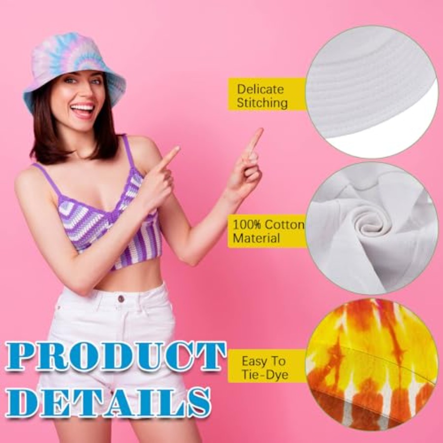 白い綿のバケットハット、タイダイ用の無地のサンハット、DIY - Hat Sublimation Blank のレビューと価格